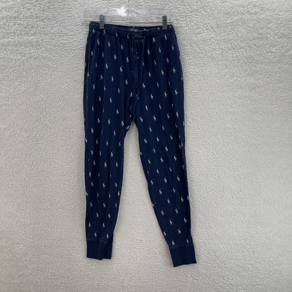 Polo Ralph Lauren Pajama Pants Mens Small Navy Blue All Over Pony Print Pony